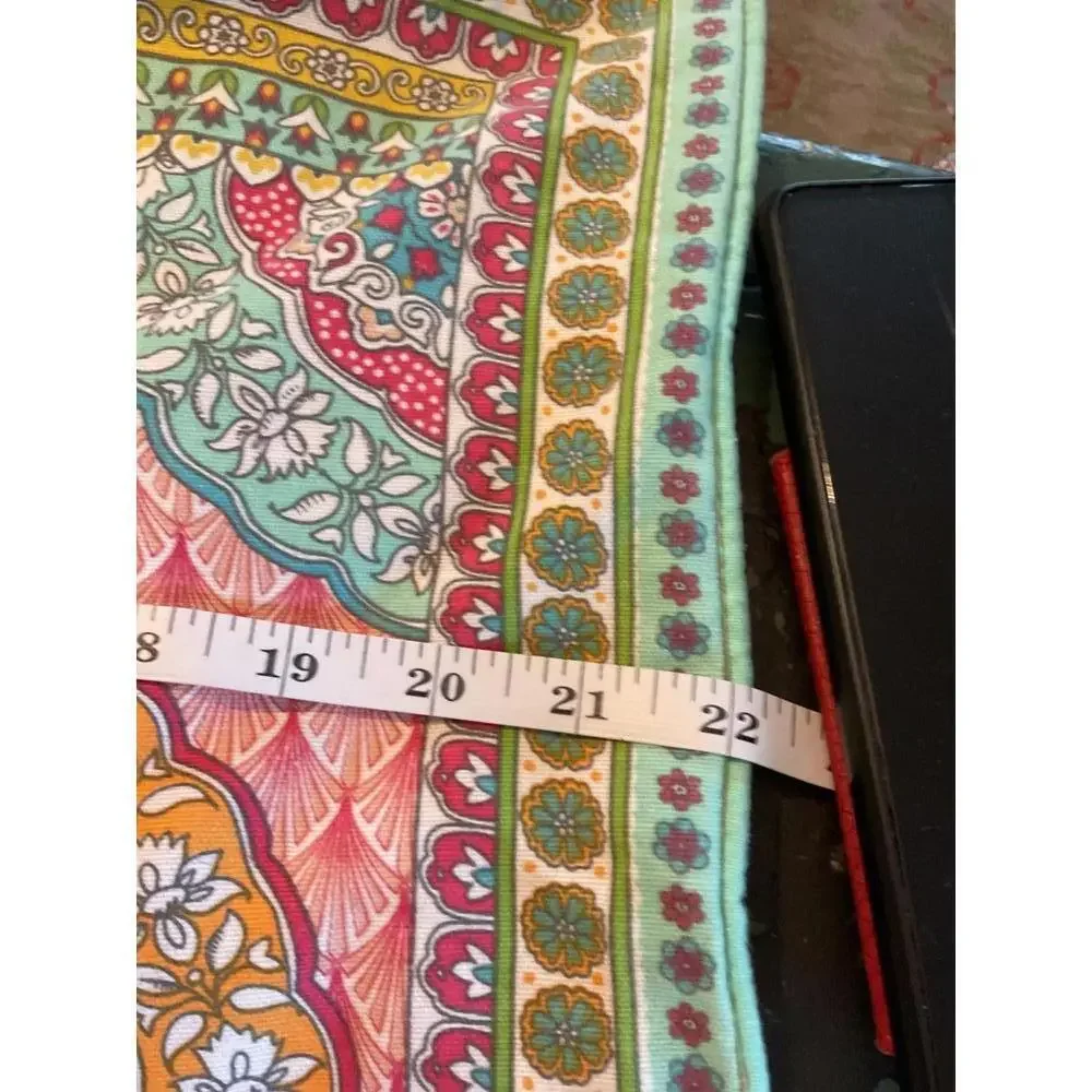 Lucida 100%Cotton Colorful Medallion Print Feathers  Pillow cover. 22”x22”